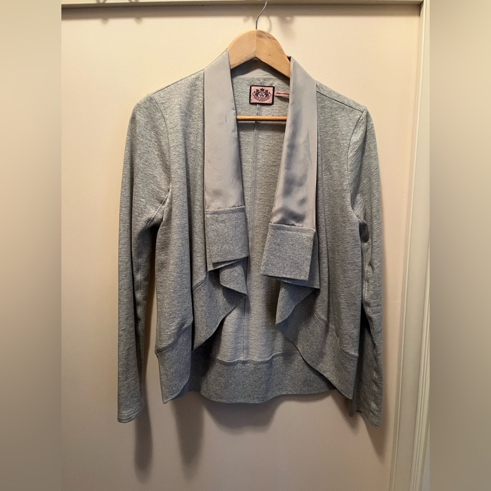 Juicy Couture Gray Satin-Trim Cardigan